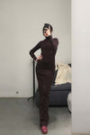 Marc Le Bihan 21915 Silk Shrinkage Stretch One-Piece Dress Collection French High-Level Handmade MLB-21915-JIUHONG Burgundy PMLB4